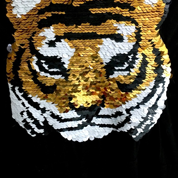 2 Girls Dresses with Flippy Sequins Tiger Cat Long Sleeve Wonder Nation 10-12 - Picture 3 of 13